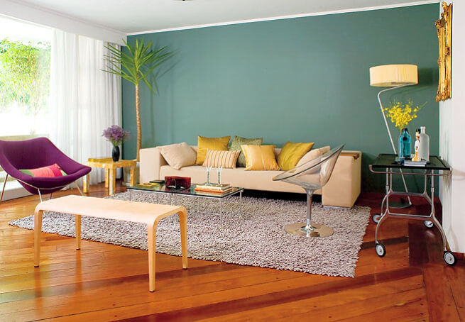 pontos de cor na decoração da sala