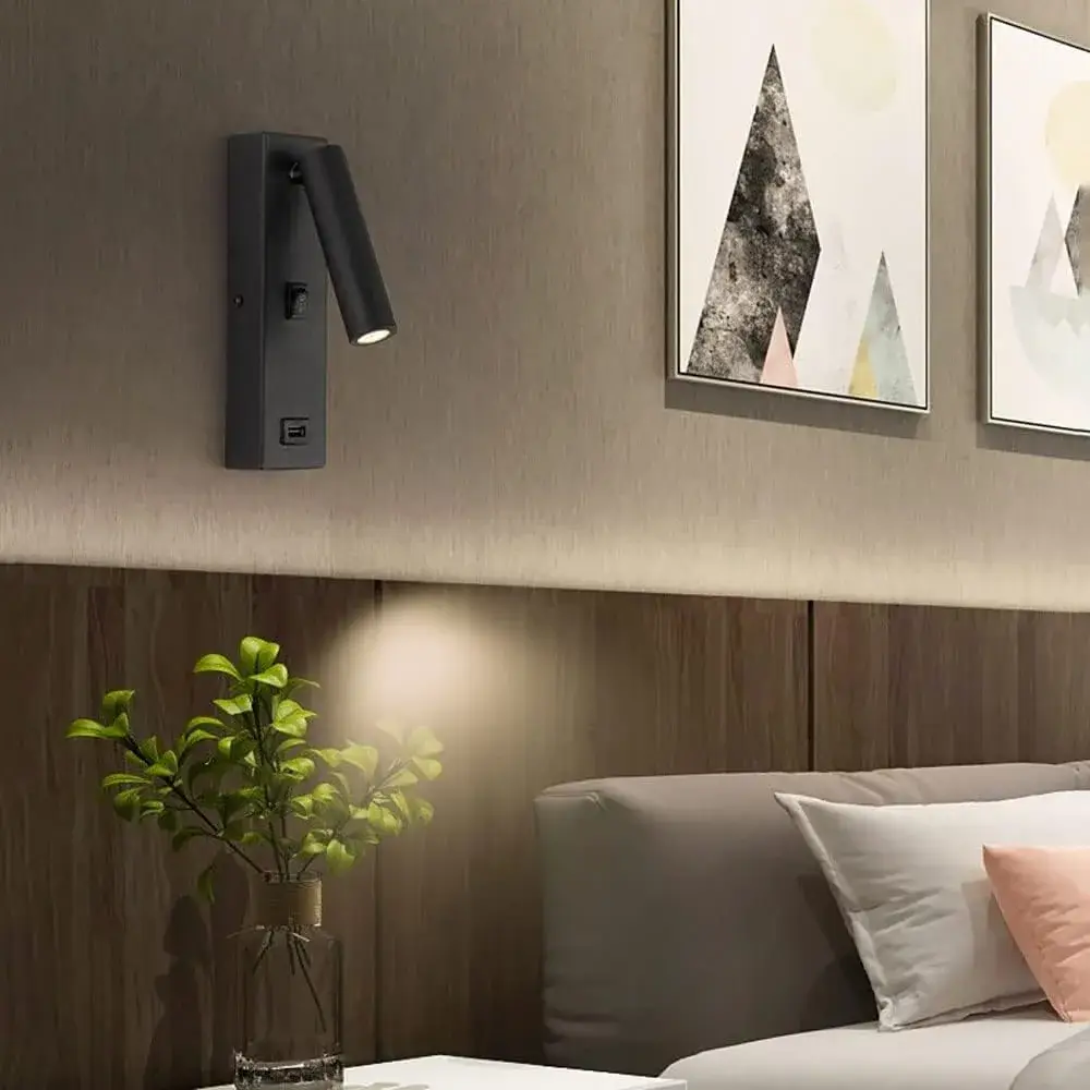 luminária de parede moderna com entrada USB