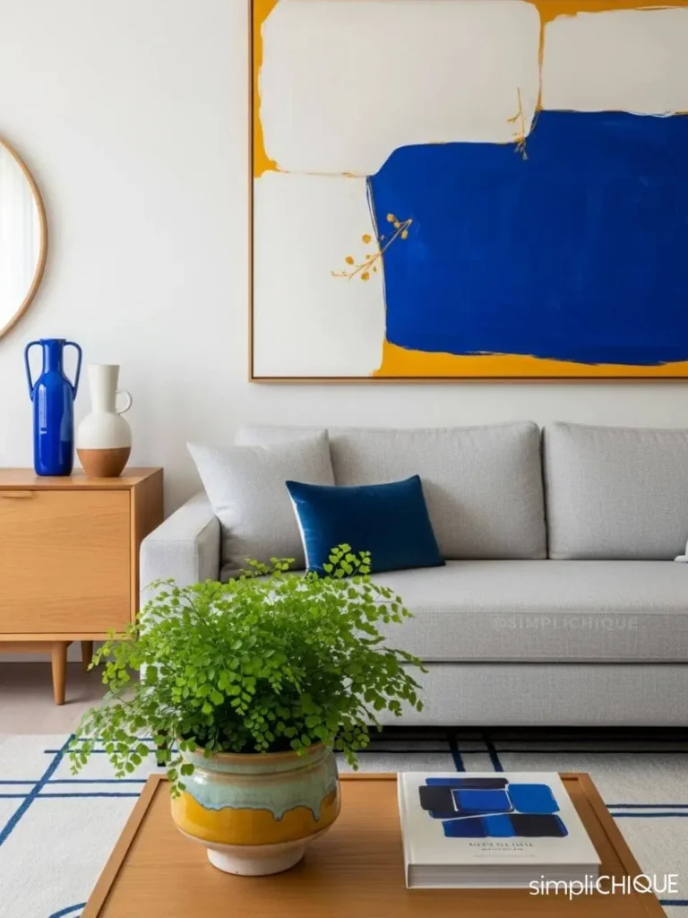 sala clean com toques de cores