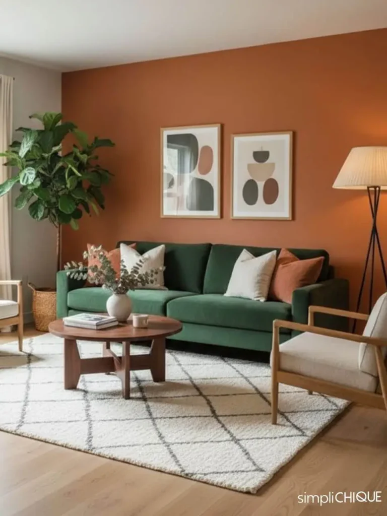 tapete para sala com sofá colorido