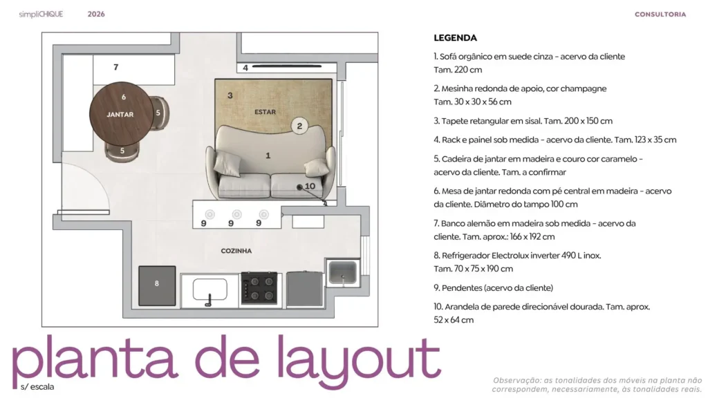 planta de layout apartamento pequeno decorado