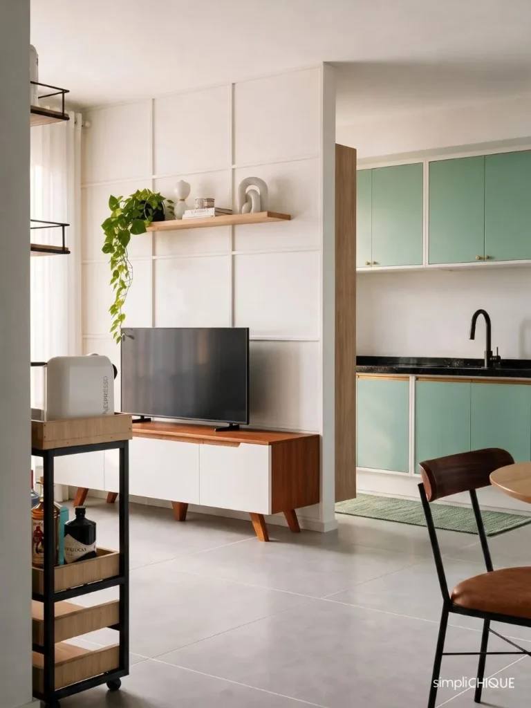 painel de tv com canaletas