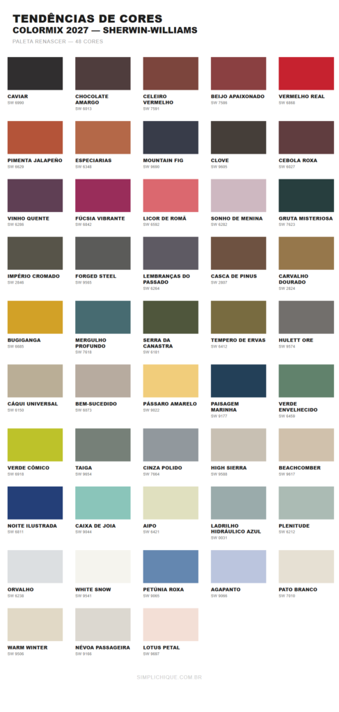 paleta de cores para casa